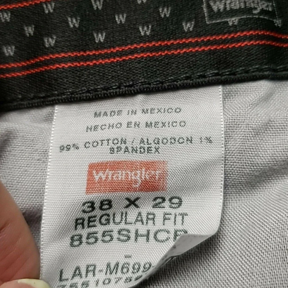 Wrangler 855SHCP Jeans Mens 38x29 Black Regular Fit Straight Stretch Denim Pants